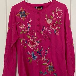 Johnny Was Pink Top